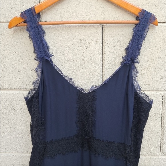 La Ligne | Maggie Lace Slipdress Silk In Midnight Navy Black - Picture 4 of 13